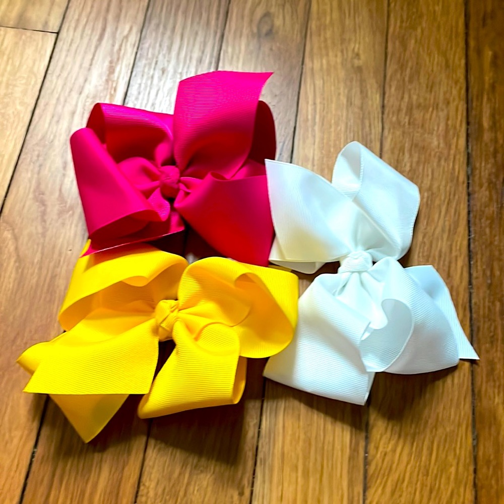 Hanna Andersson set of 3 large hairbows pink white yellow NWOT never worn
